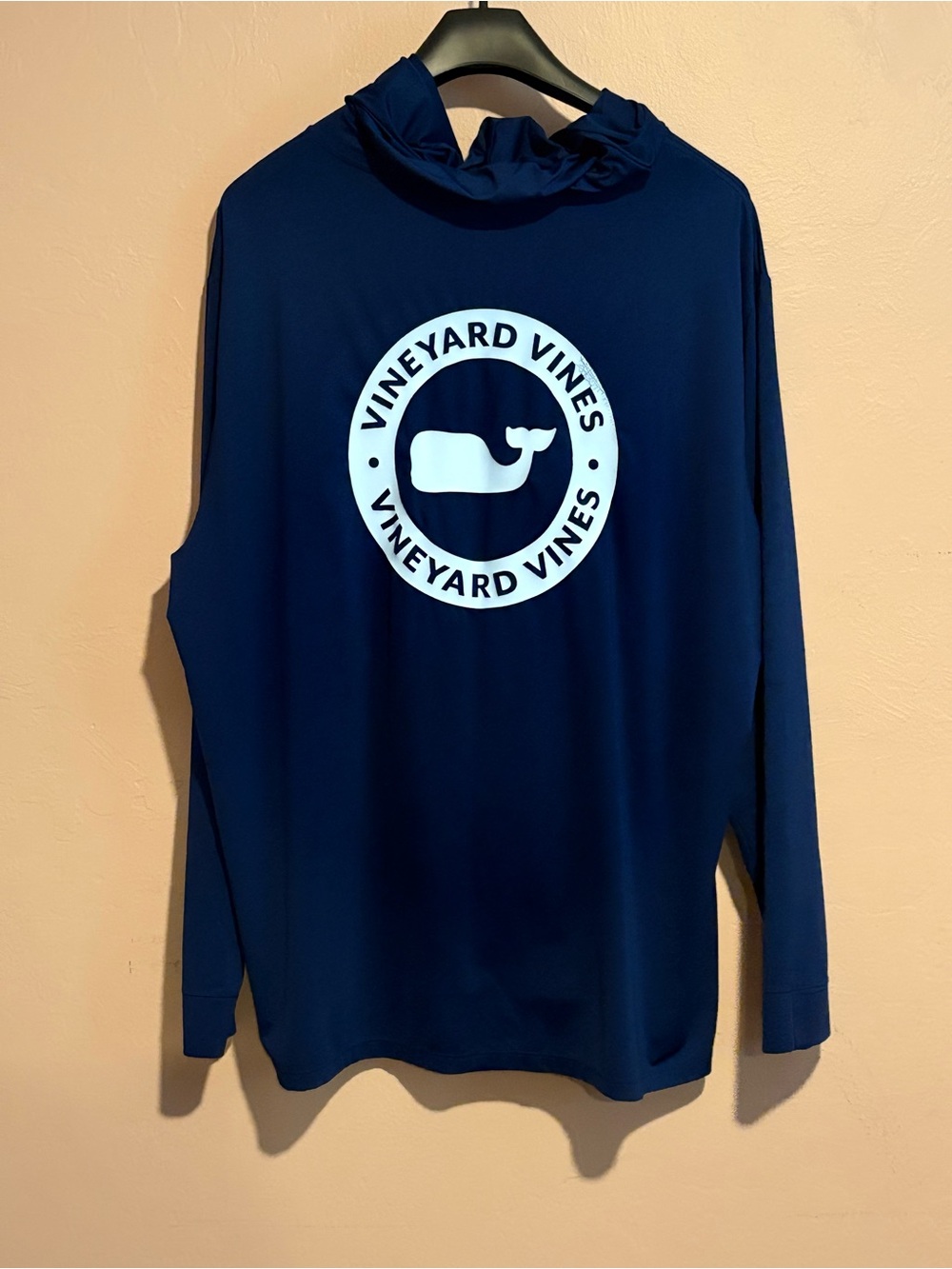 Vineyard Vines Men’s Deep Blue Performance Hoodie with Whale Logo - Picture 2 of 5